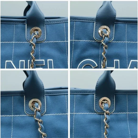 100% Authentic CHANEL Lady First Blue W/P Cloth Tote Bag - Picture 7 of 12